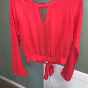 Express, red, size small, open back blouse